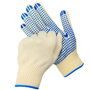 قفازات عمل صناعية من خيوط مزيج القطن والبوليستر الصفراء مع نقاط PVC، قفازات قابلة للتنفس وقابلة للتخصيص للحماية - Product Image 2