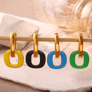 Geometric Stud <b>Earrings</b> Zinc Alloy Stainless Steel <b>Post</b> Party Fashion Women's Color Block Design EH1279 - Product Image 2