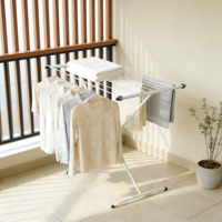 Séchoir à linge pliable à suspendre sur la porte, sans perçage, en métal blanc, pour appartement de petite taille ou location