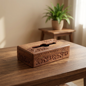 Caja de pañuelos de madera estilo americano hecha a mano, ecológica, impermeable, con incrustaciones de hueso de forma personalizada, organizador de mesa B.S. - Product Image 1