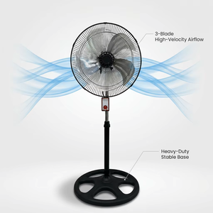 Ventilateur sur pied 18 pouces, hauteur réglable, oscillant, moteur AC, commande mécanique, trois vitesses, refroidisseur d'air domestique en métal - Product Image 3
