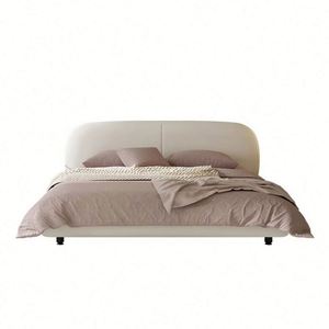 Large White Eco-Friendly Velvet Upholstery Wabi-sabi Style Full Size <b>Oak</b> <b>Frame</b> Bunk Bed Light French Cream-colored WL Model 8456 - Product Image 1
