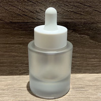 Bouteilles Compte-gouttes en Verre Givré Personnalisées de 30ml et 50ml, Forme Plate Ronde, en Blanc Mat et Noir pour Produits de Soin de la Peau