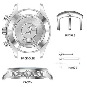 อัตโนมัตินักบินนาฬิกาข้อมือวันที่ผู้ชายนาฬิกาโครโนกราฟ VK63เคลื่อนไหวกระจกแซฟไฟร์หนังแท้สแตนเลสนาฬิกานักบิน - Product Image 2