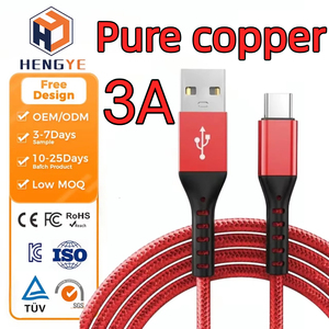 Câbles de données USB vers Type C de 3 pieds, 6 pieds, 10 pieds de long, en alliage d'aluminium durable, tressés en nylon, avec logo, pour une charge rapide USB-C - Product Image 1