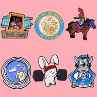 6 styles de pin's en émail amusants motif lapin et loup de dessin animé, broche mignonne de la série lapin pour vêtements, sacs à dos, décoration et cadeau