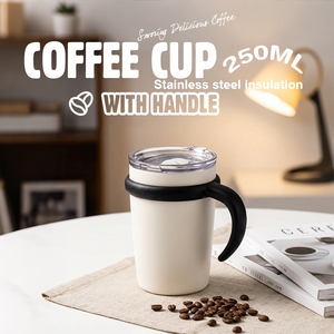 Promotion : Tasse à café isotherme 250 ml en acier inoxydable, écologique, nouveau design, anti-fuite, avec poignée et base antidérapante en silicone - Product Image 6