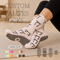Chaussettes de yoga et de Pilates en coton de haute qualité avec design jacquard personnalisé, antidérapantes et à compression pour le sport