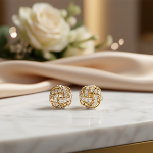 Orecchini E2662 in Oro con Diamanti, Lussuosi Orecchini da Donna con Diamanti Naturali Taglio Brillante Rotondo Colore G, per Uso Quotidiano, Placcati in Oro - Product Image 2