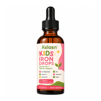 Complément alimentaire liquide oral pour enfants Iron Drops, saveur fraise, 2 ml, soutien quotidien en vitamines, végétalien, pour l'immunité et la densité osseuse