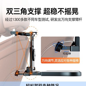 Car Back Seat Organizer Multi-functional Foldable <b>Table</b> With Phone Holder And Cup Holders For Travel And Work - Product Image 3