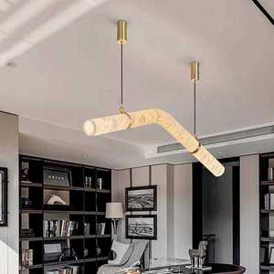 Zeal Lighting, candelabro de mármol con luz colgante de alabastro de diseño minimalista moderno italiano para sala de estar - Product Image 4