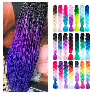 20 24 26 82 Inch Ultra Ombre Black Purple Blue Synthetic EZ Pre stretched Jumbo Braiding Hair