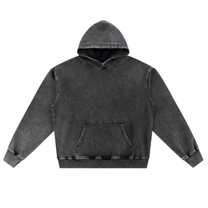 เสื้อฮู้ดยูนิเซ็กส์สำหรับผู้ชายเสื้อสเวตเตอร์ผ้ายีนส์ซักได้สีพื้นมีฮู้ดผ้าฝ้ายวินเทจสำหรับผู้ชาย - Product Image 2