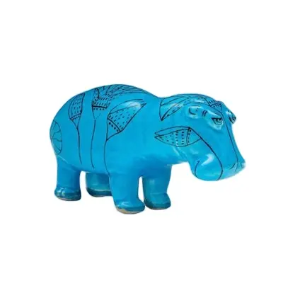 Keramik Hippo Berbentuk Hewan Patung Kecil Hippo Glazed Tile Patung