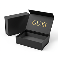 Boîte cadeau magnétique noire personnalisée avec logo sur mesure, en papier rigide, fermeture magnétique, emballage portable et écologique pour bijoux et parfums