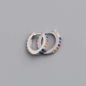 Boucles d'oreilles en argent 925 avec zirconium multicolore Boucles d'oreilles en argent sterling Boucles d'oreilles en argent sterling S925 CZ pour femmes - Product Image 5