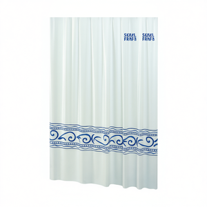 Cortina de Ducha de Vinilo Modelo Oriente 180x200 Cm Blanca con Patrón Azul para Baño - Product Image 2