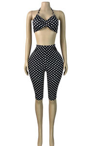 Nuovo Set Due Pezzi da Donna 2026: Top Sexy con Bretelle e Stampa a Pois alla <span class=keywords><strong>Moda</strong></span> - Product Image 4