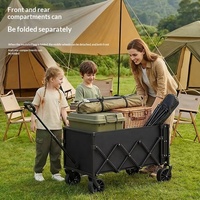 Chariot de courses pliable en métal portable pour le camping, grand cadre, barre télescopique, roues pivotantes, 95x60x66cm, chariot pour pique-nique et courts trajets