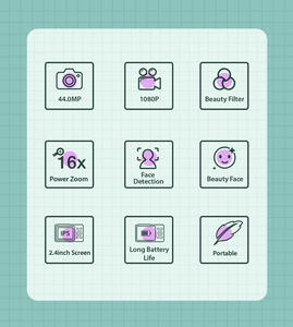 Nuova Mini Fotocamera Digitale Compatta 2025 con Schermo da <span class=keywords><strong>2</strong></span>,4 Pollici DC403 Videocamera Digitale HD 1080p - Product Image 5