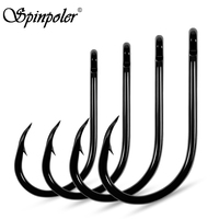 Hameçon circulaire Spinpoler 2X Strong Offset, nickel noir, fil extra-lourd forgé, 1/0-10/0, pour la pêche au thon, au groupé et aux gros poissons en eau salée