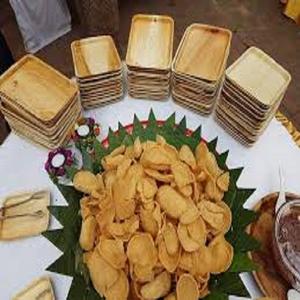 Platos y cuencos de cena de hoja de Areca grabados de plantas intrincadas desechables de bambú ecológico Natural 100% para fiestas - Product Image 1