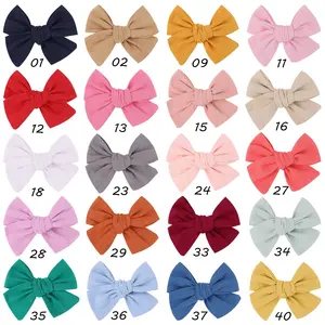 E-Magic Eco friendly Christmas customized baby 3.8 inches Handmade hairclips headwear cotton linen hair bow with clips