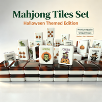 Jeu de tuiles de Mahjong américain à motif Halloween unique, 160 pièces, tuiles de Mahjong en acrylique de luxe, tuile Joker personnalisée imprimée pour cadeau