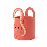 Panier de rangement pour jouets en feutre RPET GRS, design pieuvre corail mignon, fabrication OEM personnalisée, organisateur de chambre d'enfant, usine certifiée BSCI