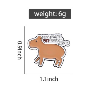 Simpatiche spille in smalto capibara personalizzate nessuno sa dentro di ME spille risvolti con risvolto regalo di gioielli animali per bambini - Product Image 6