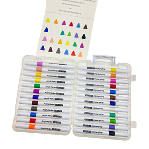 Ensemble de stylos marqueurs acryliques 12 24 36 48 couleurs Logo personnalisé Marqueurs de dessin pour enfants Stylo à pointe feutre pour fournitures artistiques - Product Image 1
