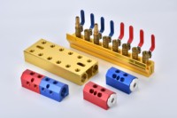 Collecteur d'eau en aluminium VERTEILER, raccords de couplage, couleur bleu-rouge, filetage femelle BSP NPT, débitmètre basse pression