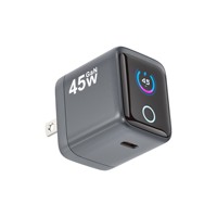 Pengisi Daya GaN PD 45W AI Display Mini USB-C Pengisi Daya Cepat dengan Layar Digital Pintar