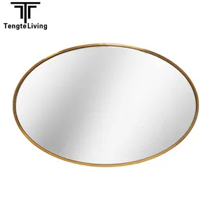 Specchio da parete ovale con struttura in metallo all'ingrosso da soggiorno bagno appesa Dressing oro specchi da parete