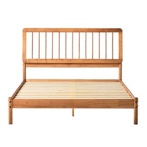 DB Mid-Century Modern King Spindle Bed Mobilier de chambre en chêne massif Queen Size Caramel en contreplaqué souple pour la maison ou l'hôtel - Product Image 1