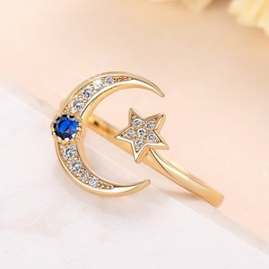 Anello Aperto a Forma di Stella e Luna per Donne, Gioiello da Dito Minimalista e Trendy - Product Image 3