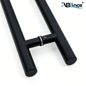 Manija Moderna para Puerta de Vidrio, Tipo Empujar y Tirar, en Forma de H, para Ducha u Oficina, de Acero Inoxidable Negro - Product Image 3