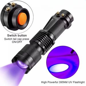 Mini linterna UV de bolsillo con zoom, antorcha ultravioleta, 365nm, luz negra, dinero, comprobación de orina <span class=keywords><strong>para</strong></span> mascotas, uso Industrial, batería AA - Product Image 5