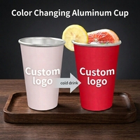 Gobelet en aluminium personnalisé avec logo, 500 ml (16 oz), changeant de couleur, prêt pour la sublimation, activé par le froid, isolation thermique 0-6 heures