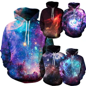 Custom Space Galaxy 3D Hoodies Men Women 3d Hooded Sweatshirts Print Purple Nebula Clouds Autumn Winter Hoodie