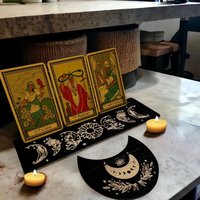 Vietnam lune forme Rectangle Tarot carte présentoir en bois support ensemble bois artisanat pour autel