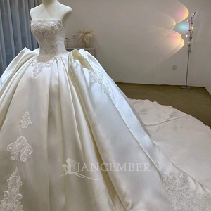 ชุดราตรีทรงบอลกาวน์แบบไม่มีแขน คอเสื้อหวาน ผ้าซาติน หรูหรา ชุดแต่งงานสำหรับผู้หญิง Lsjj77 - Product Image 2
