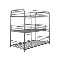 Lit superposé triple en métal robuste pour adultes, lit superposé à 3 niveaux pour auberge, dortoir, appartement