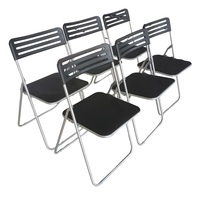 Chaise pliante en métal en plastique léger chaises pliables portables d'extérieur chaises de jardin rembourrées suspendues pour les événements C0062