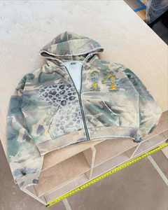 Толстовка с капюшоном с принтом животных на молнии, укороченная уличная одежда с принтом гепарда, хлопковая толстовка с капюшоном - Product Image 1