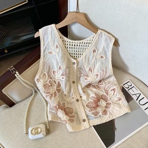 <span class=keywords><strong>Chaleco</strong></span> de <span class=keywords><strong>Mujer</strong></span> sin Espalda, <span class=keywords><strong>Calado</strong></span>, con Diseño de Bordado Jacquard Retro - Product Image 3