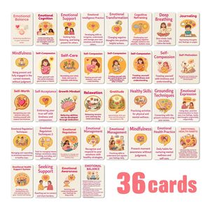 Cartes de bien-être émotionnel et de guérison psychologique, lot de 36 pièces, matériel de journalisation style Ins, décoration murale, pratique de pleine conscience C - Product Image 1