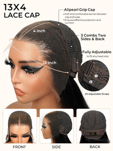 Perruque <span class=keywords><strong>AliPearl</strong></span> 13x4 avec Rayures Skunk, Cheveux Humains Frisés Crépus, Transparente Complète, Perruque Frontale en Dentelle - Product Image 6