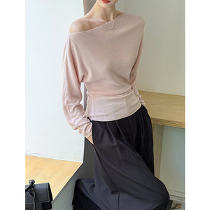 Juzhi – <span class=keywords><strong>pull</strong></span> tricoté à <span class=keywords><strong>col</strong></span> <span class=keywords><strong>bateau</strong></span> pour femme, couleur unie, minimaliste, coupe cintrée, manches longues, nouvelle collection début d'automne, 559-1 - Product Image 2